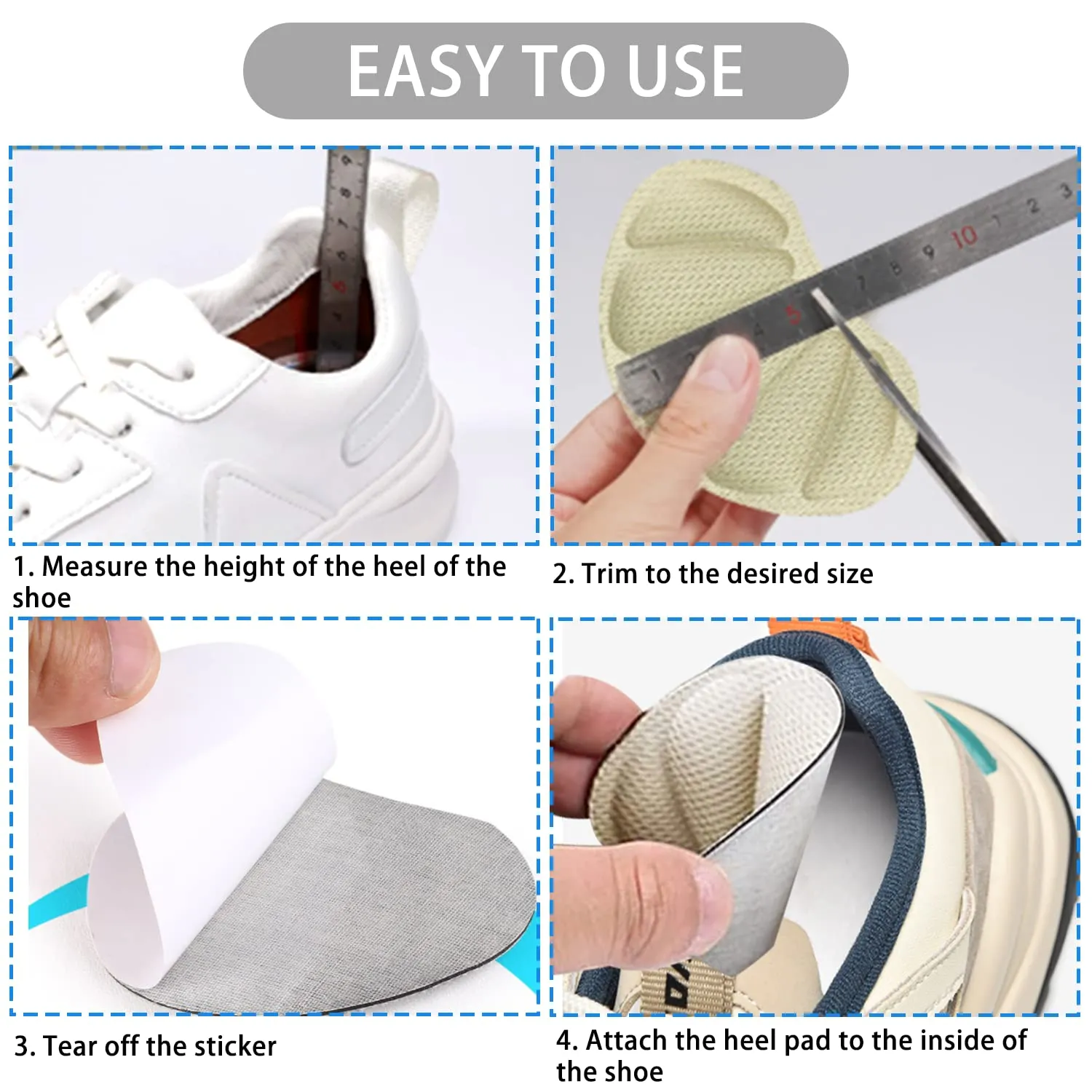 3 Pairs Heel Cushion Pads Heel Cushion Inserts Heel Protectors Heel Grips Shoes Pads Self Adhesive Heel Grip Liner,for Downsize,Prevent Grind Feet (Black,Gray,Beige)