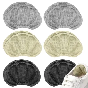 3 Pairs Heel Cushion Pads Heel Cushion Inserts Heel Protectors Heel Grips Shoes Pads Self Adhesive Heel Grip Liner,for Downsize,Prevent Grind Feet (Black,Gray,Beige)