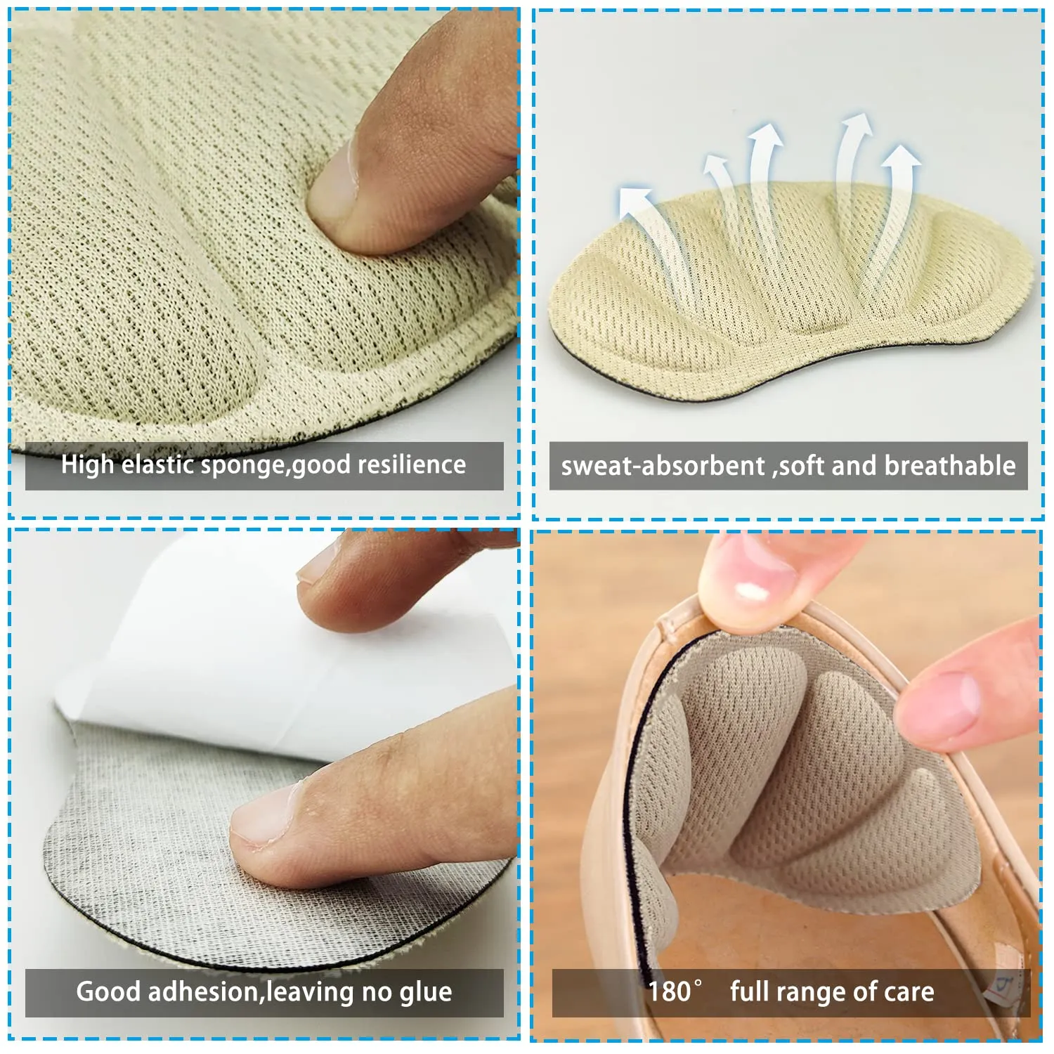 3 Pairs Heel Cushion Pads Heel Cushion Inserts Heel Protectors Heel Grips Shoes Pads Self Adhesive Heel Grip Liner,for Downsize,Prevent Grind Feet (Black,Gray,Beige)