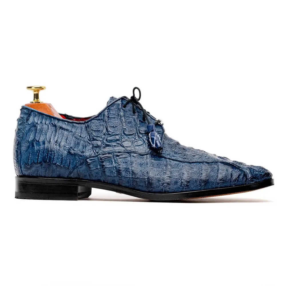 7CM/2.76 Inches CMR CHAMARIPA Elevate Your Style with Men's Navy Crocodile Derby Elevator Shoes