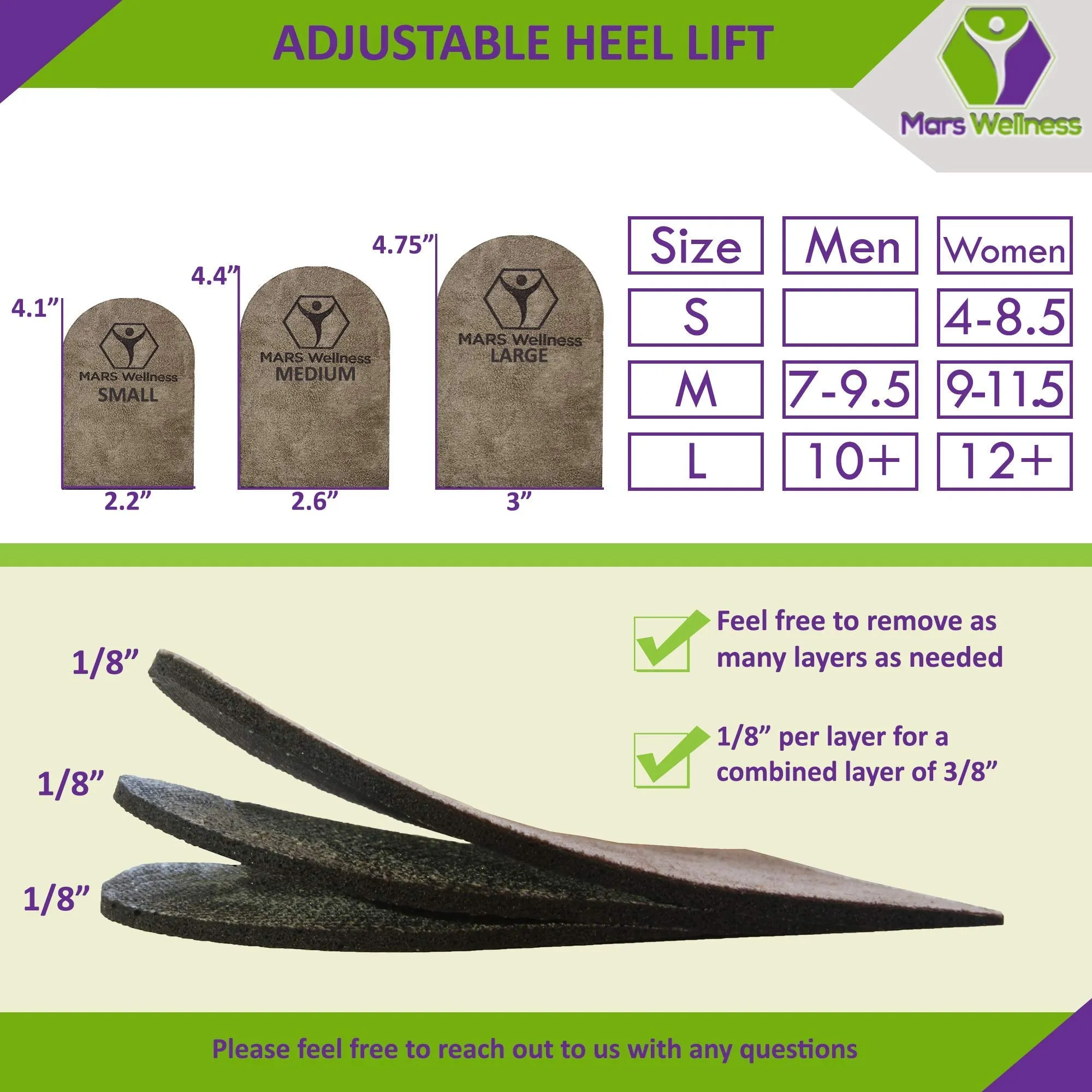 Adjustable Orthopedic Heel Lift for Heel Pain and Leg Length Discrepancies - Small - 1 Heel Lift Small (Pack of 1)