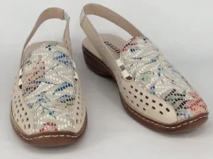 Cassini Women's Mot Slingback Loafers- Beige/ Bone