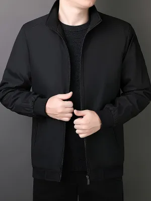 Casual Fleece-Lined Zip-Up Front Winter Jacket for Men | Ideal for Winter