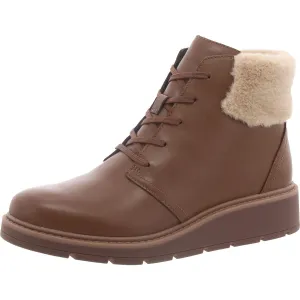 Clarks Womens Andie Mae Leather Faux Fur Trim Ankle Boots