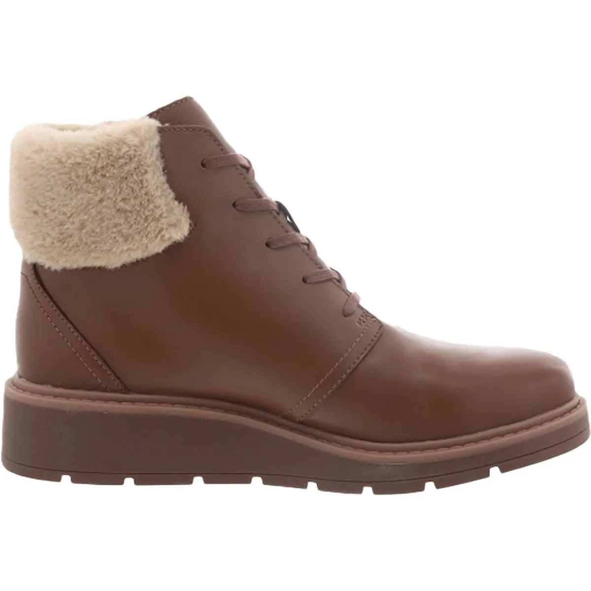 Clarks Womens Andie Mae Leather Faux Fur Trim Ankle Boots