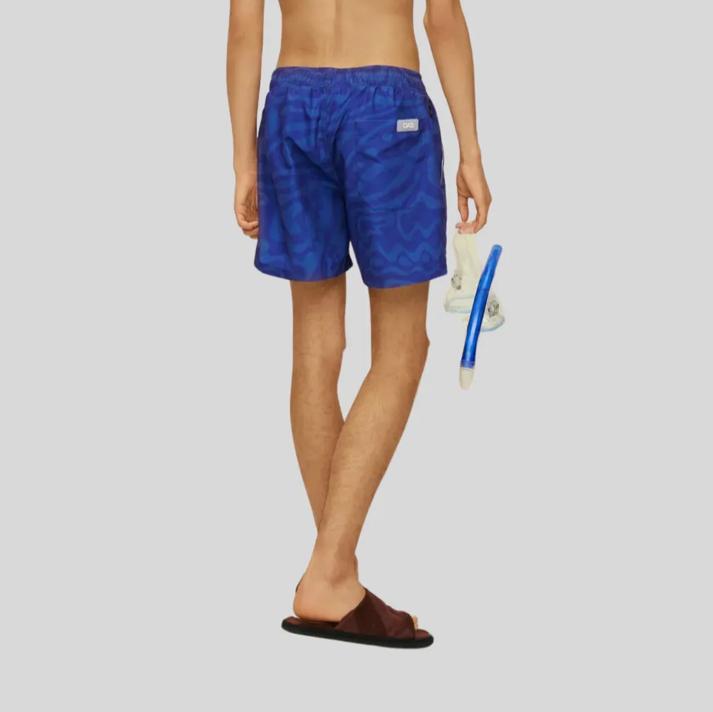 Flowing Abstract Print Swim Shorts - Blue