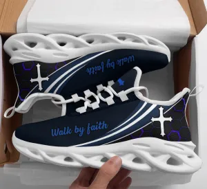 Jesus Walk By Faith Running Blue Sneakers 2 Max Soul Shoes - Christian Shoes For Men And Women