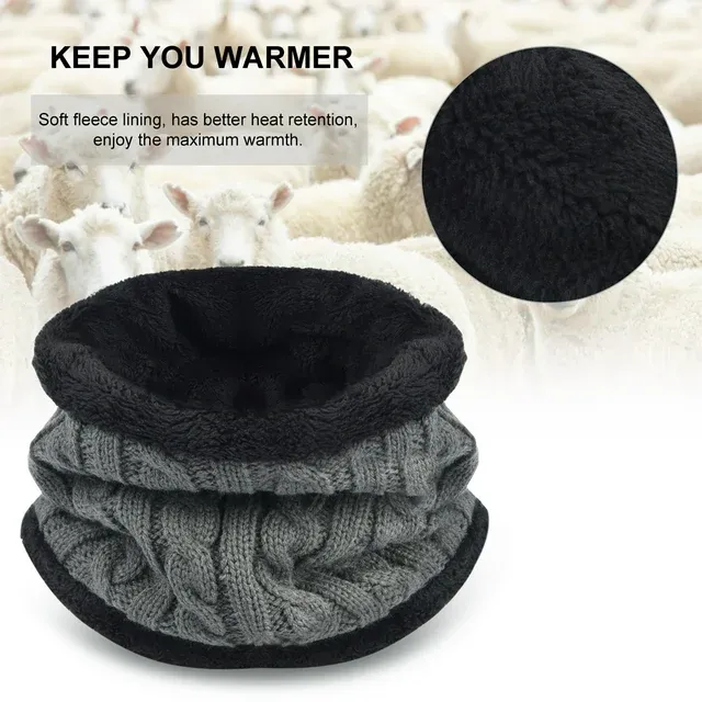 Men Winter Beanie Hat Scarf Set Warm Knit Hat Thick Knit Skull Cap ZB087