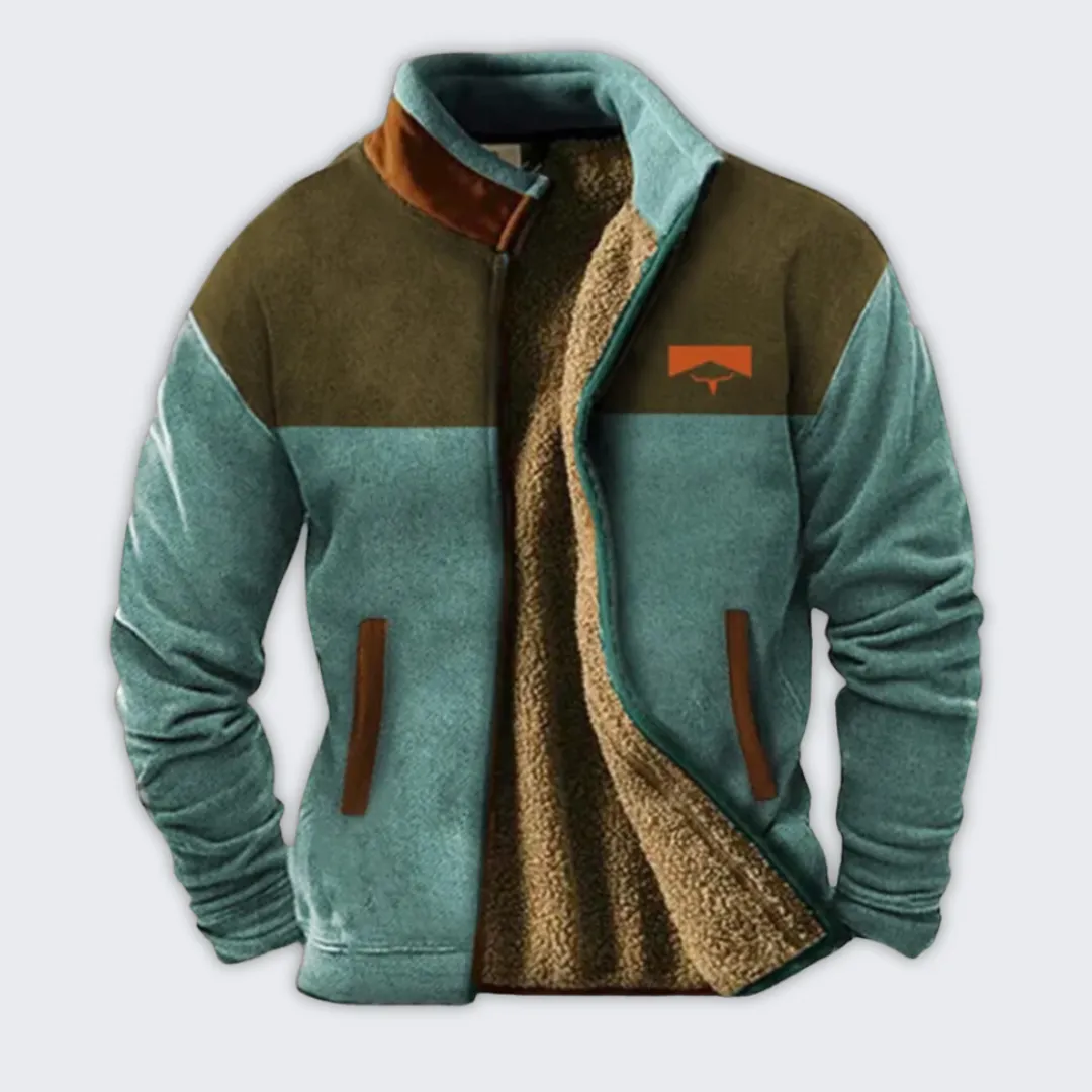 Men's Ethnic Print Fleece Sweater - Cozy Winter Outdoor Style