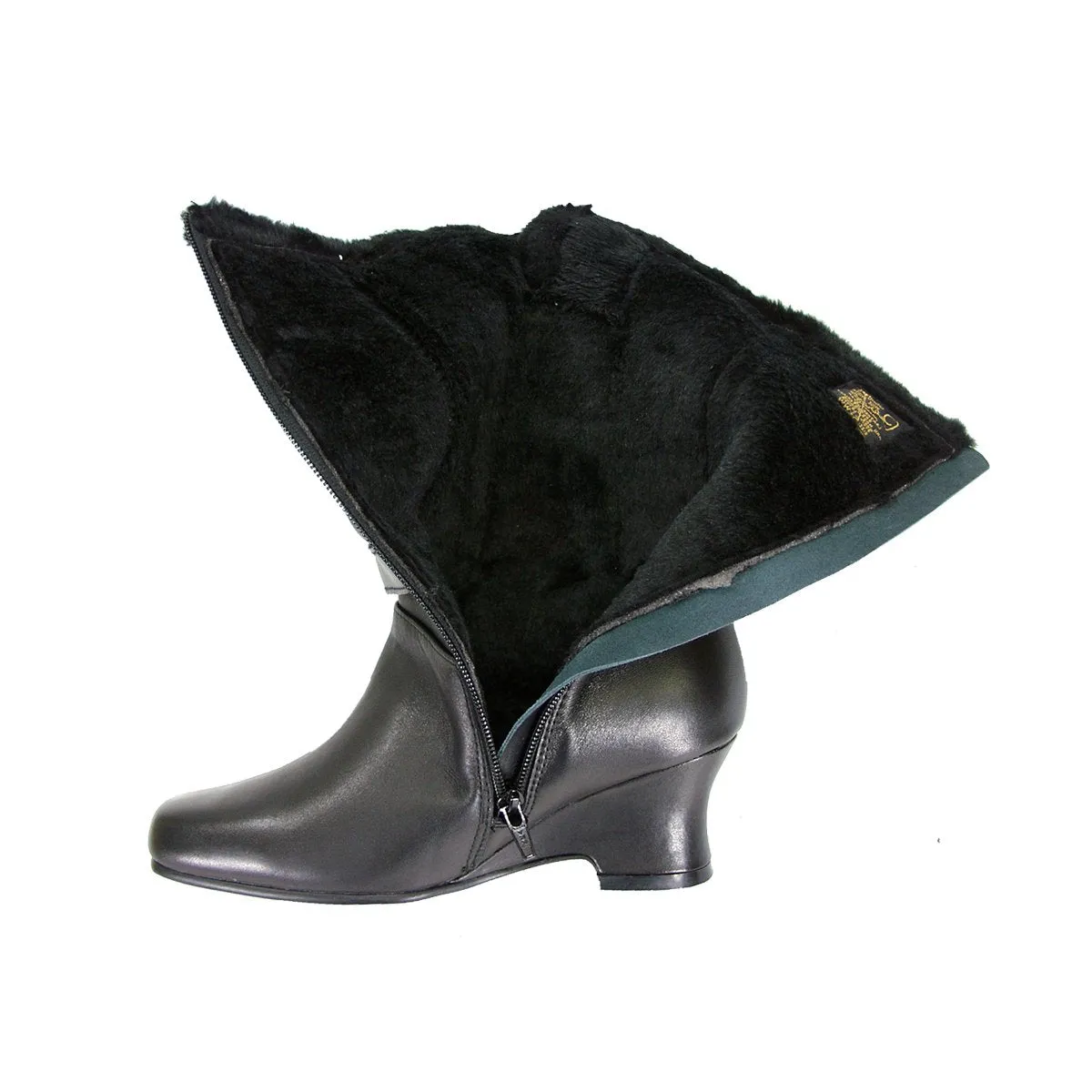 PEERAGE Rihanna Women's Wide Width Leather Boots with Zipper