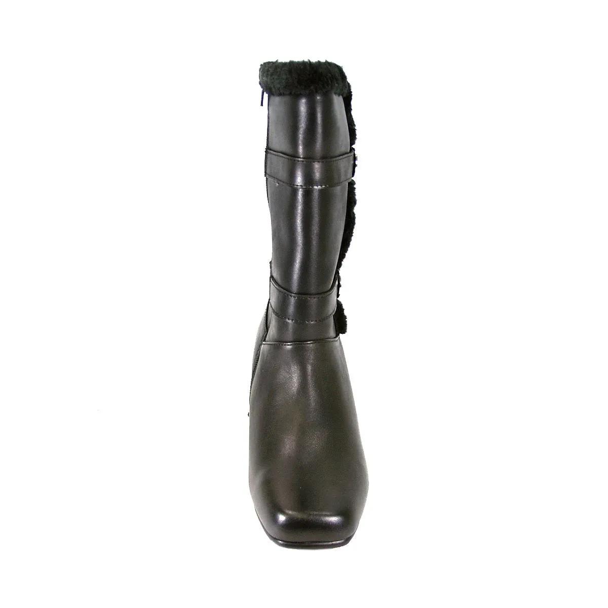 PEERAGE Rihanna Women's Wide Width Leather Boots with Zipper
