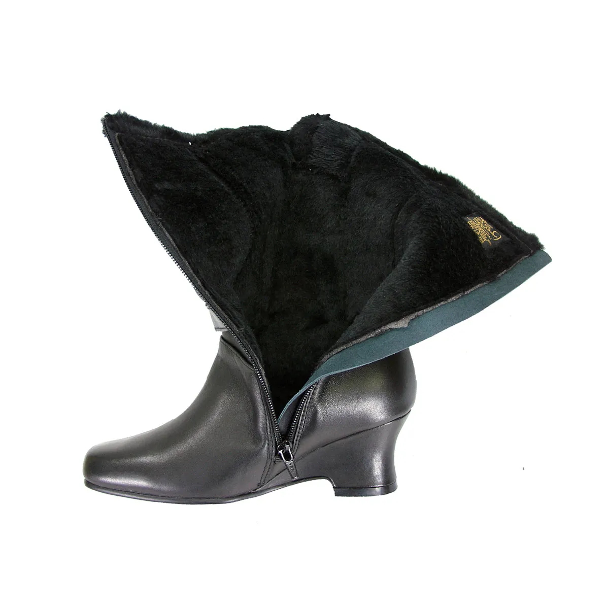 PEERAGE Rihanna Women's Wide Width Leather Dress Boots with Zipper