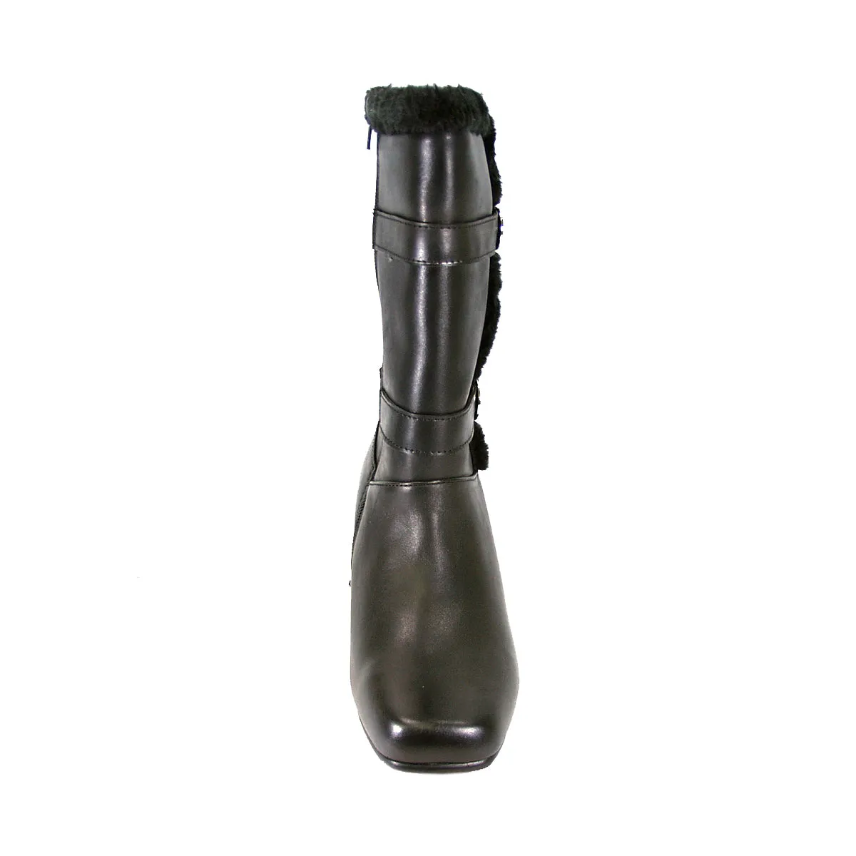 PEERAGE Rihanna Women's Wide Width Leather Dress Boots with Zipper