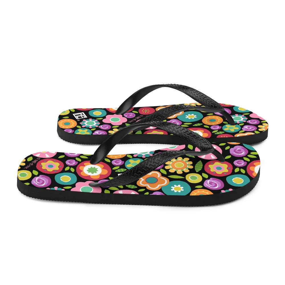 Rainbow Floral Flip-Flops