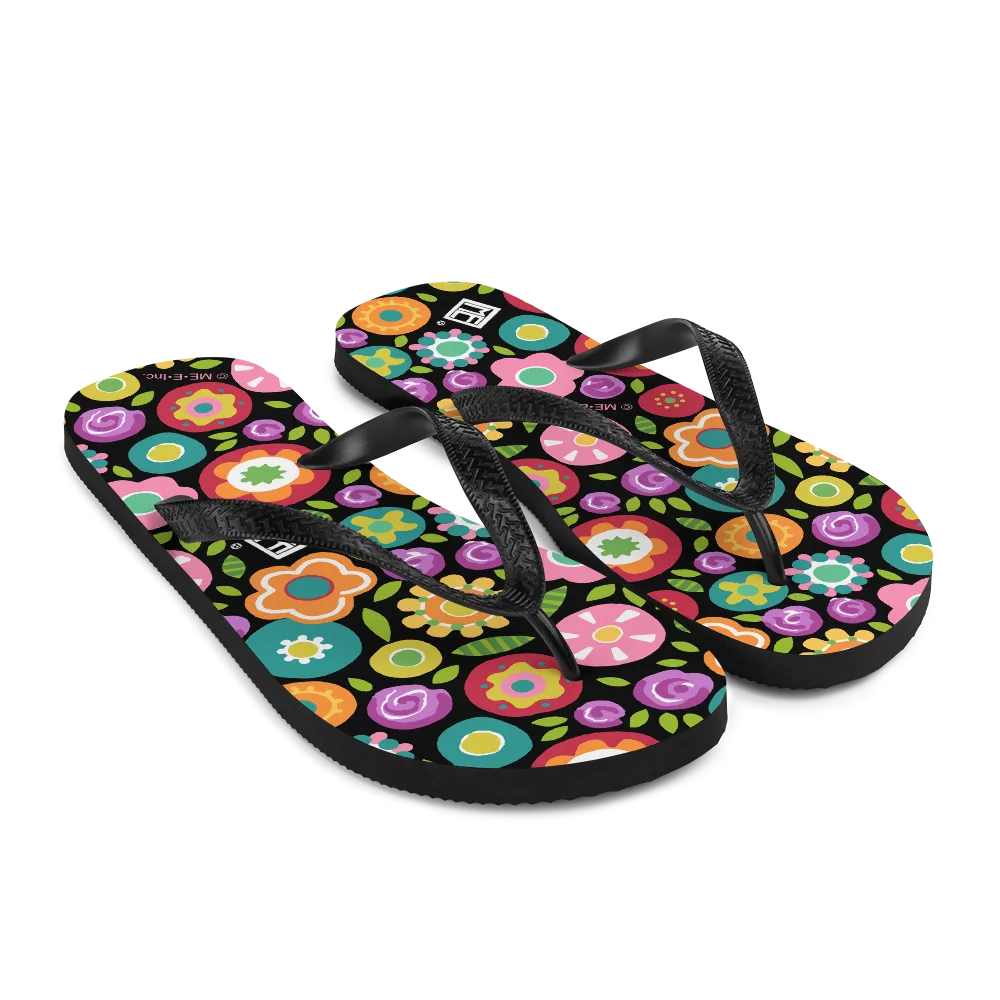 Rainbow Floral Flip-Flops