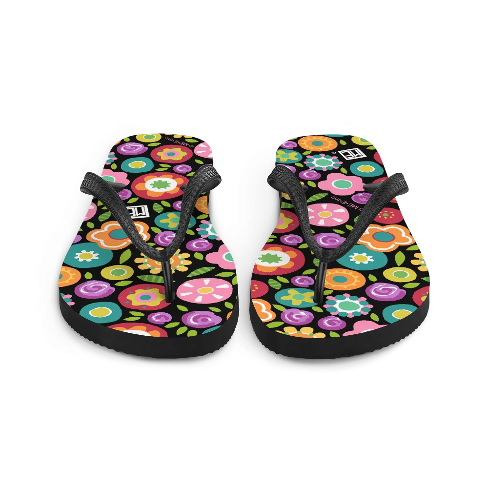 Rainbow Floral Flip-Flops