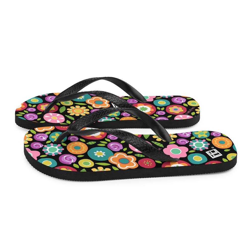 Rainbow Floral Flip-Flops