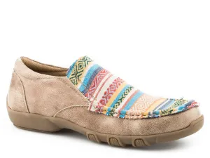 Roper Womens Johnnie Beige Multi Faux Leather Slip-On Shoes
