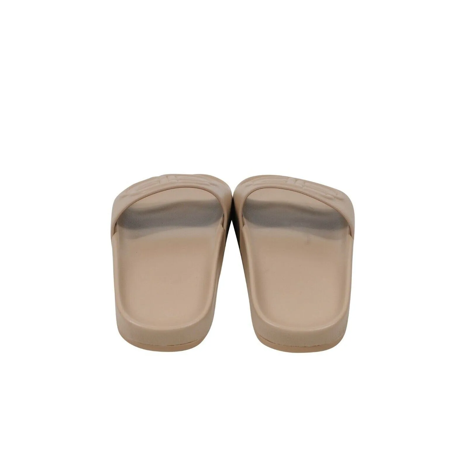 Tan Leather Pool Slides Flip Flops BB Logo Sandals